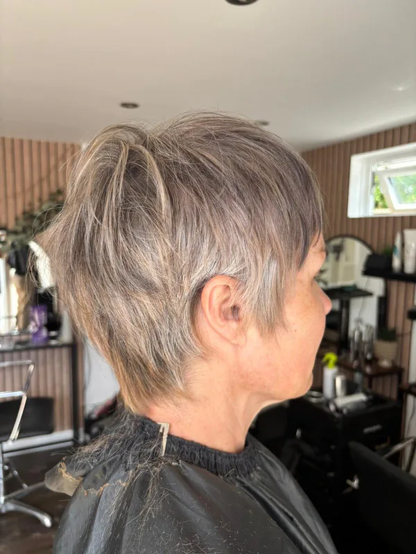 After: Modern short haircut transformation by expert hairdresser - MNR Hair Salon Quedgeley Gloucester
