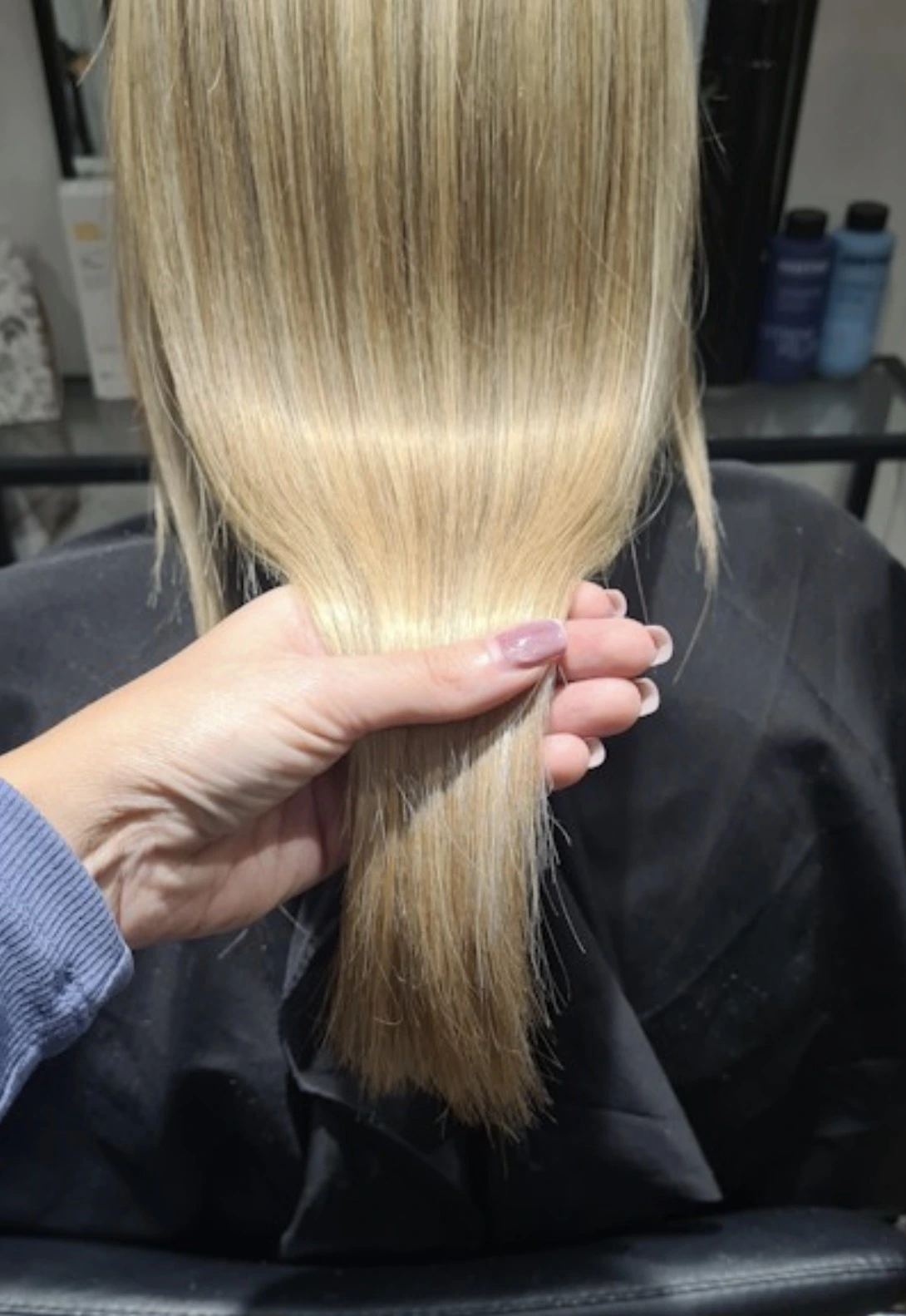 Hair Botox result — natural movement, smooth, healthy shine at MNR Hair