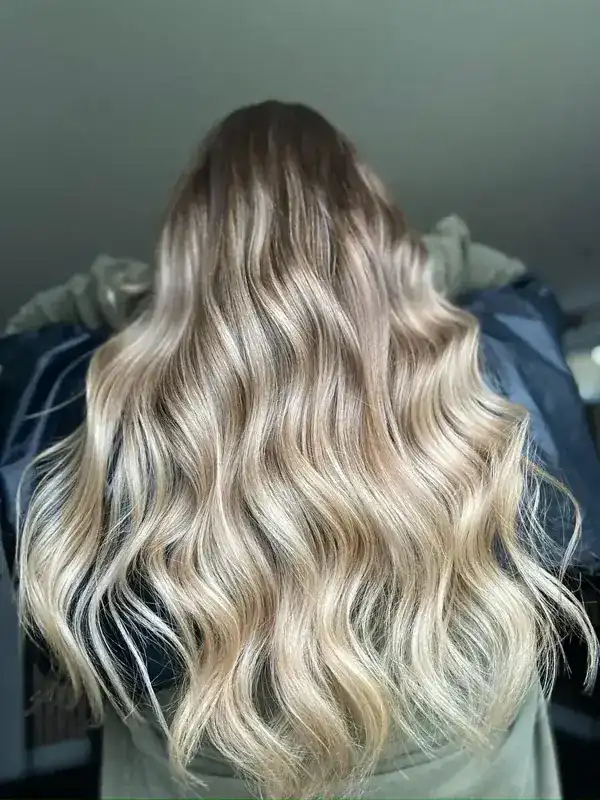 Beautiful balayage hair transformation and highlighting by expert hair colourist MNR Hair Salon Quedgeley Gloucester